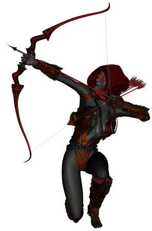 3D rendered dark elf warrior on white backgroundの写真素材