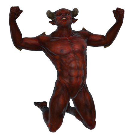 3D rendered devil from the hell on white background isolatedの写真素材