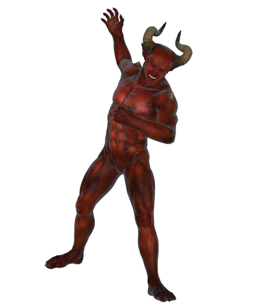 3D rendered devil from the hell on white background isolatedの写真素材