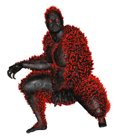 3D rendered monster on white background isolatedの写真素材