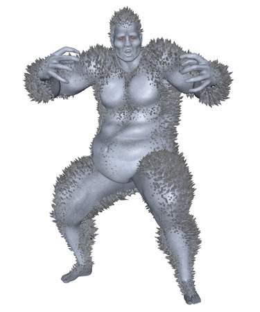 3D rendered monster on white background isolatedの写真素材
