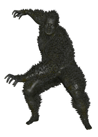 3D rendered monster on white background isolatedの写真素材