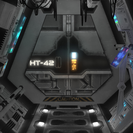 3D rendered illustration of sci-fi spaceship interiorの写真素材