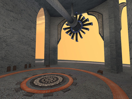 3D rendered illustration of ancient city during sunsetの写真素材