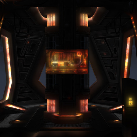 3D rendered illustration of sci-fi spaceship interiorの写真素材