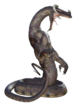 3D rendered illustration of fantasy dragon on white background isolatedの写真素材