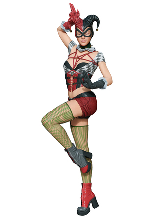 3D rendering illustration of pretty Jester girl on white background isolatedの写真素材