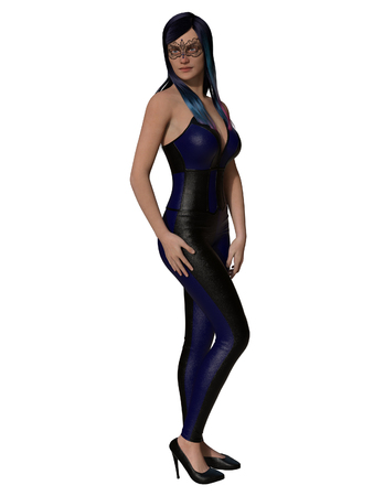 3D rendering illustration of sexy young woman in corset on white background isolatedの写真素材