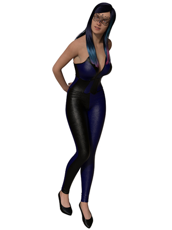 3D rendering illustration of sexy young woman in corset on white background isolatedの写真素材