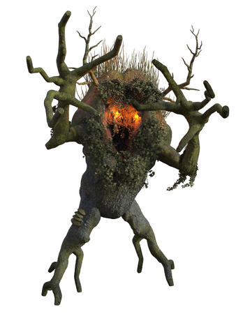 3D rendered illustration of fantasy ent on white background islotedの写真素材