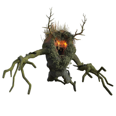 3D rendered illustration of fantasy ent on white background islotedの写真素材