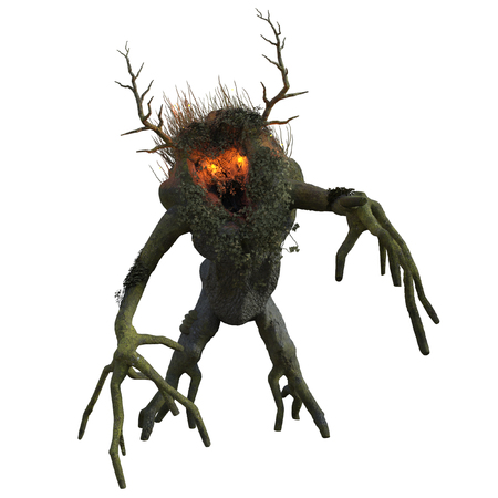 3D rendered illustration of fantasy ent on white background islotedの写真素材