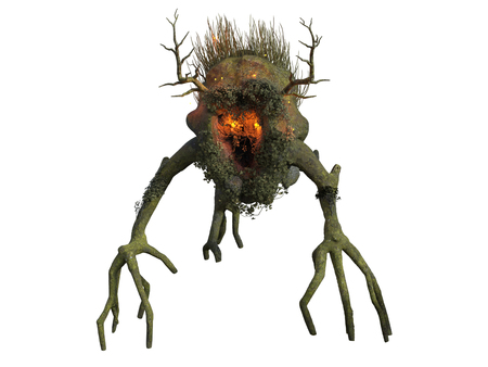 3D rendered illustration of fantasy ent on white background islotedの写真素材