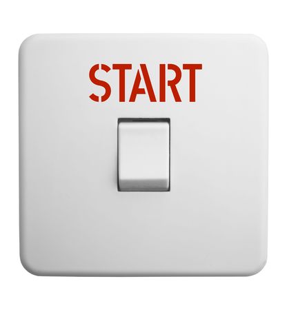 Business illustration  switch with red caption 