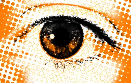 Abstract human eye,illustration, halftone patternの写真素材