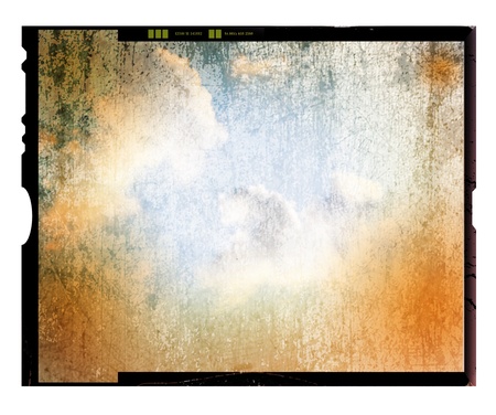 Battered Film sheet large format film negative, grungy , 4x5 inch format, isolated on white backgroundの写真素材