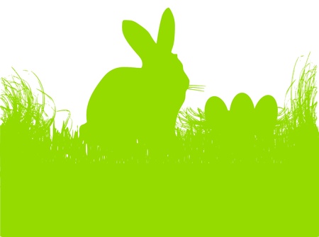 easter bunny witn eggs in the grass, backgroundのイラスト素材