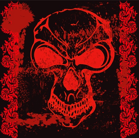 Grunge vector with skull and paint splattersのイラスト素材