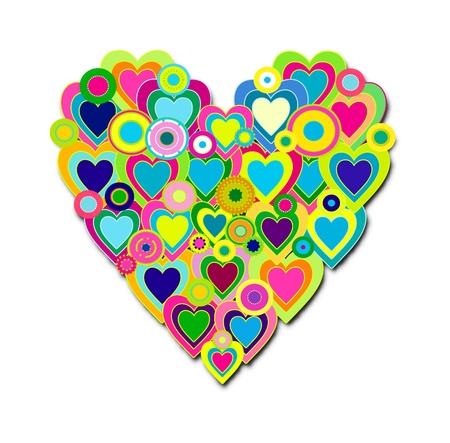 Retro heart and love design