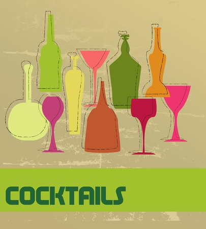 Retro cocktail card design,vectorのイラスト素材