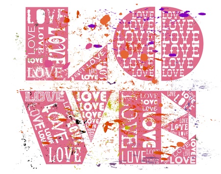 Love concept, grungy with paint splatters.のイラスト素材