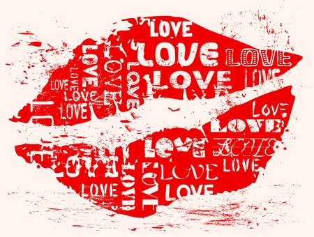 love concept, kiss, grungy style.のイラスト素材