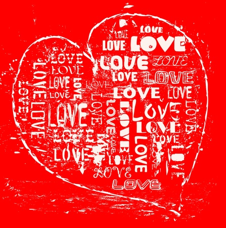love concept, heart, grungy style, vector のイラスト素材