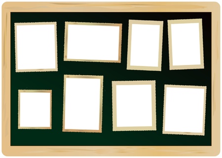 blank vintage picture frames, attached on a blackboardのイラスト素材