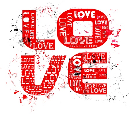 Love concept, grungy, design which plays with the word Loveのイラスト素材