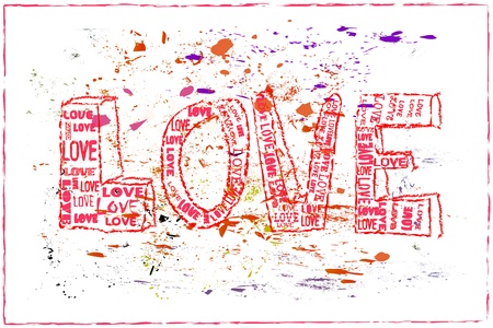 Love concept, grungy, design which plays with the word Loveのイラスト素材