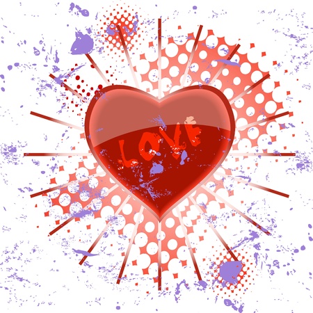 glossy heart, grungy illustrationのイラスト素材