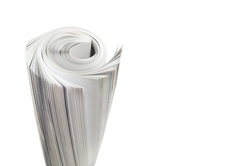 rolled up newspaper, isolated on white background, free copy space の写真素材