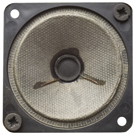 vintage speaker with paperboard membrane, isolatedの写真素材