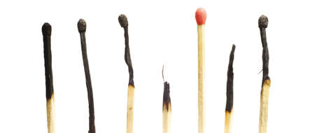 Matches, leadership and success concept isolated on white background の写真素材