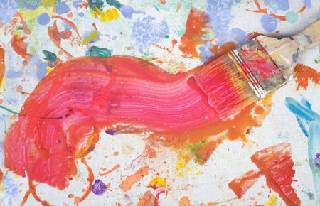 color paint and painting, still life, brushes and paint splatters