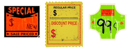 set of vintage price stickers, adhesive labelsのイラスト素材
