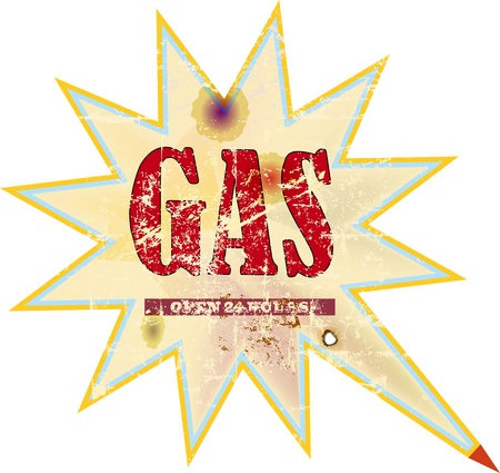 Vintage gas station sign, vector illustrationのイラスト素材