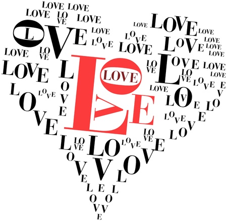 Love concept, playing whith the word love, heartshapeのイラスト素材