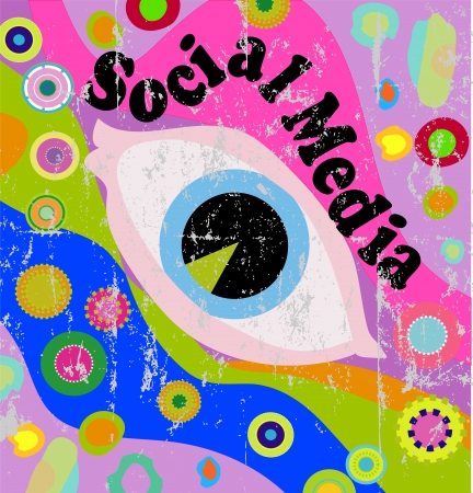 retro style social media illustration, grungyのイラスト素材