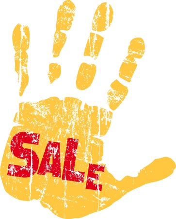 sale sign, hand, vector, isolated on white backgroundのイラスト素材