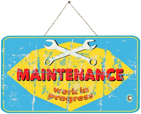 Maintenance sign for website, vintage styleのイラスト素材