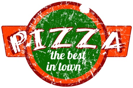 retro pizza sign   stamp, vector illustrationのイラスト素材