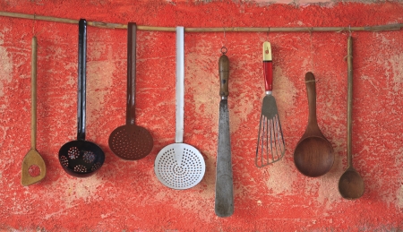 vintage kitchen utensils, cooking conceptの写真素材