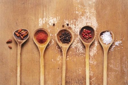 Various spices, tandoori,pepper,salt,chilli, free copy spaceの写真素材