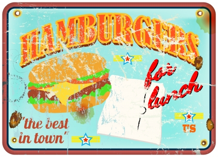 vintage hamburger enamel sign, vector, blank price tagのイラスト素材