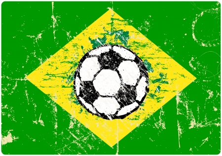 grungy soccer sign, brazilian flag, vector eps 10のイラスト素材