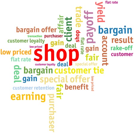 shop and sale, advertising tag cloud, vector illustrationのイラスト素材