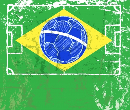 grungy soccer sign, brazilian flag, vector eps 10のイラスト素材