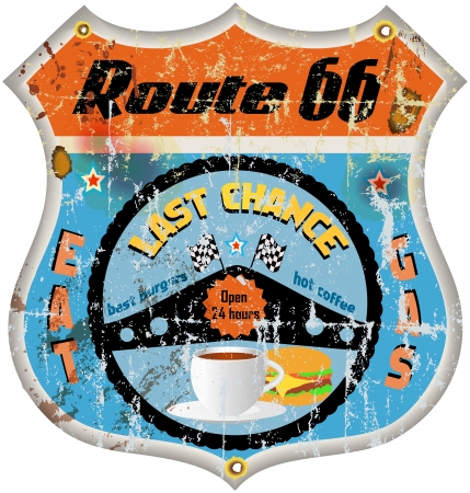 Retro route 66 diner sign, vector illustrationのイラスト素材