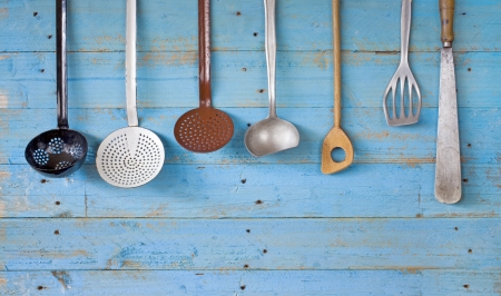 vintage kitchen utensils, free copy spaceの写真素材